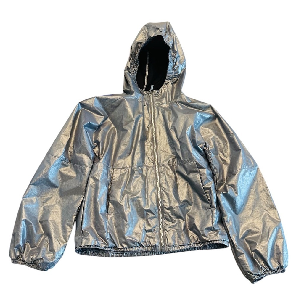 All In Motion Metallic Blue Holographic Windbreaker Jacket Girls XL 16 - Picture 7 of 16